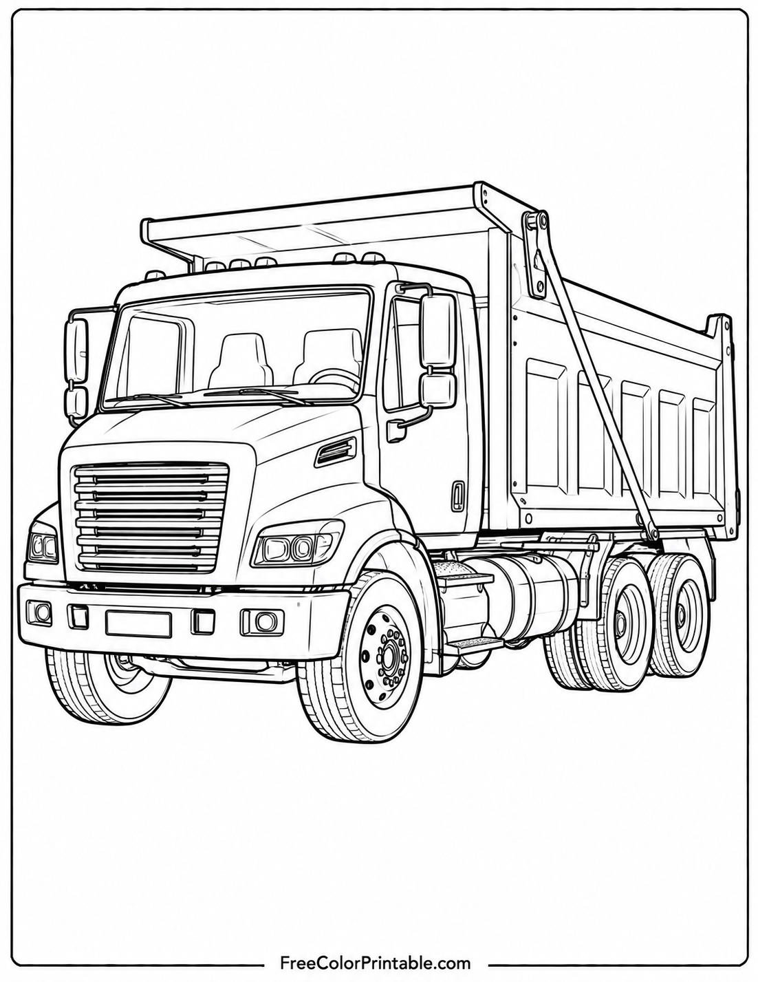 Dump truck coloring page design Coloring Page — Free Printable — free printable coloring page